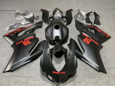 Carénages Moto Ducati 1199 2011-2014 - Noir Mat Rouge Décalque Mambo Cafe 19 Abordables