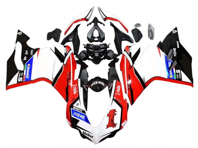 Carénages Moto Ducati 959/1299 2015-2020 - Blanc Rouge Noir Brillant Unibat Flex-Box
