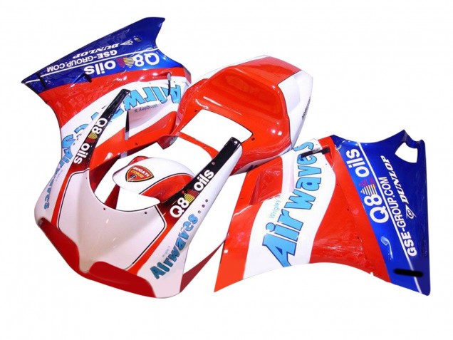 Carénages Moto Ducati 748/916/996/998 1993-2005 - Blanc Rouge Bleu Air Waves