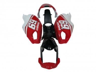 Carénages Moto Ducati Monster 696 796 1100 1100S 2008-2012 - Blanc Rouge Noir Brillant 69 Abordables