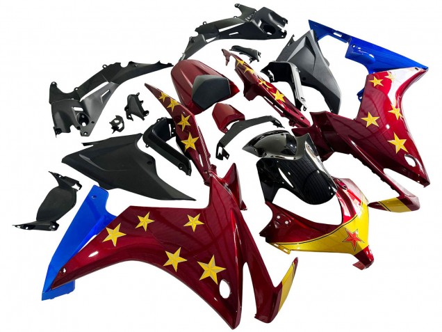 Carénages Moto Honda CBR500R 2013-2015 - Rouge Bleu Jaune Étoile