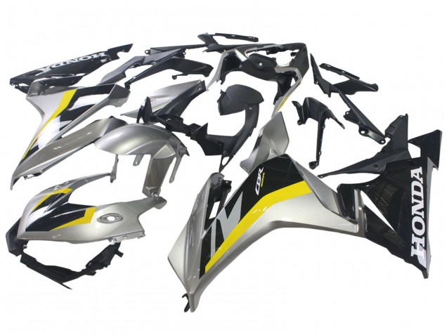 Carénages Moto Honda CBR500R 2022-2023 - Argent Jaune Noir Brillant
