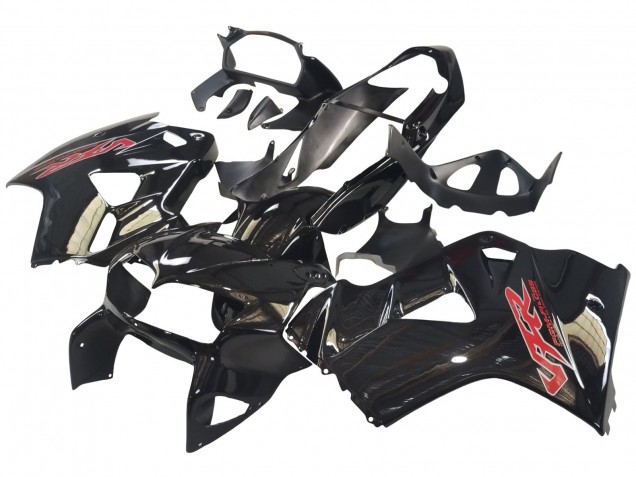 Carénages Moto Honda VFR 800 1998-2001 - Noir Brillant Rouge Décalque