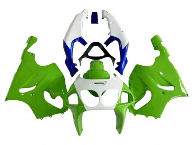 Carénages Moto Kawasaki ZX7R 1996-2003 - Blanc Vert Bleu Abordables