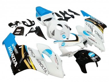 Carénages Moto Honda CBR1000RR 2004-2005 - Blanc Bleu Clair Jaune Noir Konica Minolta Abordables