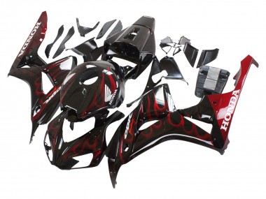 Carénage Moto Honda CBR1000RR 2006-2007 - Noir Brillant Rouge Flamme Abordables