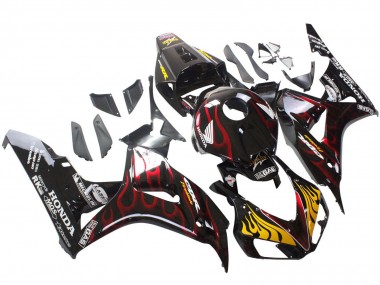 Carénages Moto Honda CBR1000RR 2006-2007 - Noir Brillant Jaune Rouge Flamme Abordables