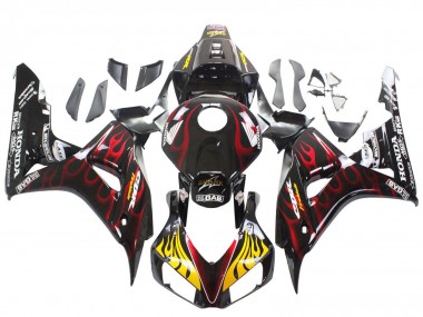Carénages Moto Honda CBR1000RR 2006-2007 - Noir Brillant Jaune Rouge Flamme Abordables