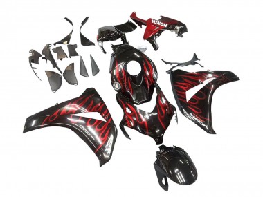 Carénage Moto Honda CBR1000RR 2008-2011 - Noir Brillant Rouge Flamme Abordables