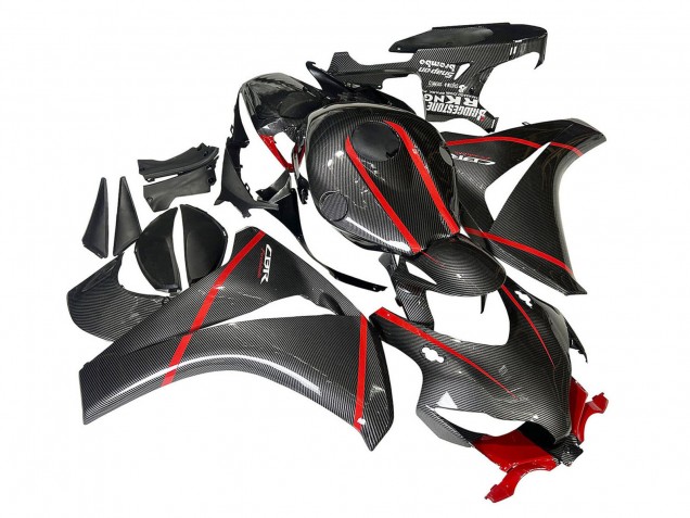 Carénages Moto Honda CBR1000RR 2008-2011 - Noir Fibre de Carbone Rouge