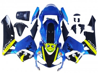 Carénages Moto Honda CBR600RR 2003-2004 - Bleu Jaune Néon Noir Brillant Requin Abordables
