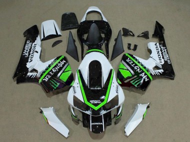 Carénages Moto Honda CBR600RR 2003-2004 - Blanc Vert Noir Brillant Monstre Abordables