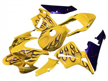 Carénages Moto Honda CBR600RR 2003-2004 - Jaune Noir Flamme Abordables