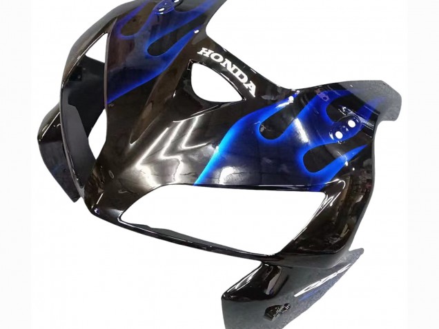 Carénage Moto Honda CBR600RR 2005-2006 - Noir Brillant Bleu Flamme