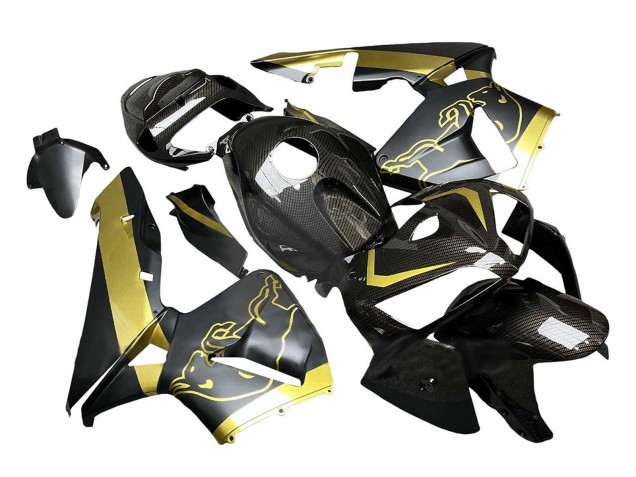 Carénages Moto Honda CBR600RR 2005-2006 - Noir Or Fibre de Carbone