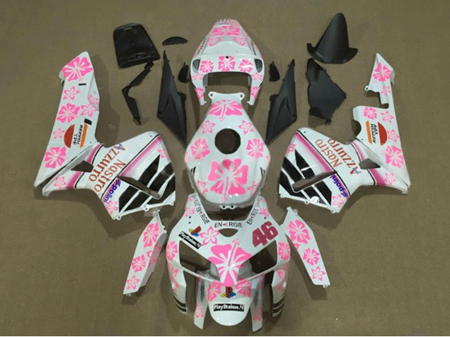Carénages Moto Honda CBR600RR 2005-2006 - Blanc Rose Floral Nastro Azzurro 46