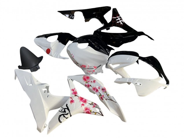 Carénages Moto Honda CBR600RR 2007-2008 - Blanc Fleur de cerisier Noir Brillant Diviser