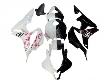 Carénages Moto Honda CBR600RR 2007-2008 - Blanc Fleur de cerisier Noir Brillant Diviser Abordables