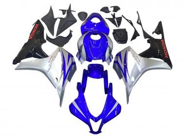 Carénages Moto Honda CBR600RR 2007-2008 - Argent Bleu Noir Brillant Courses Abordables