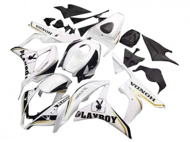 Carénage Moto Honda CBR600RR 2007-2008 - Blanc Or Noir Brillant Playboy Abordables