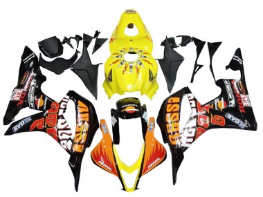 Carénages Moto Honda CBR600RR 2007-2008 - Jaune Orange Noir Brillant Rossi Repsol Abordables