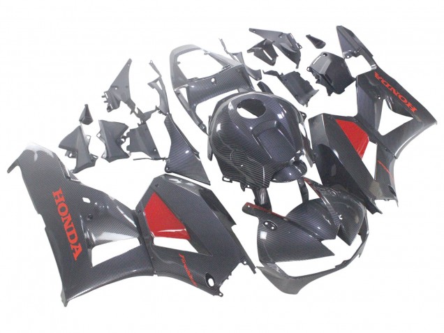 Carénages Moto Honda CBR600RR 2013-2023 - Noir Fibre de Carbone Rouge