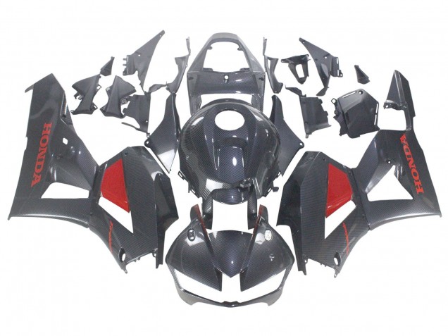 Carénages Moto Honda CBR600RR 2013-2023 - Noir Fibre de Carbone Rouge