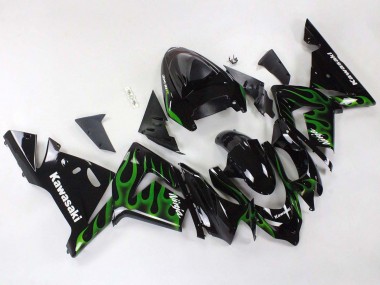 Carénages Moto Kawasaki ZX10R 2004-2005 - Noir Vert Flamme Ninja Abordables