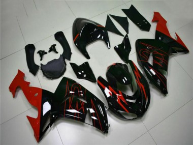 Carénages Moto Kawasaki ZX10R 2006-2007 - Noir Brillant Rouge Abordables