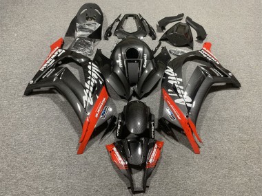 Carénages Moto Kawasaki ZX10R 2008-2010 - Noir Fibre de Carbone Rouge Abordables