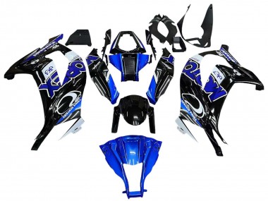 Carénages Moto Kawasaki ZX10R 2011-2015 - Bleu Blanc Noir Brillant Abordables