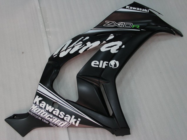 Carénages Moto Kawasaki ZX10R 2011-2015 - Noir Brillant Blanc Elf Neige Décalque