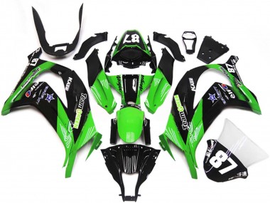 Carénages Moto Kawasaki ZX10R 2011-2015 - Vert Noir Brillant Bleu Étoile Team Vert 87 Abordables