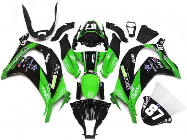 Carénages Moto Kawasaki ZX10R 2011-2015 - Vert Noir Brillant Bleu Étoile Team Vert 87