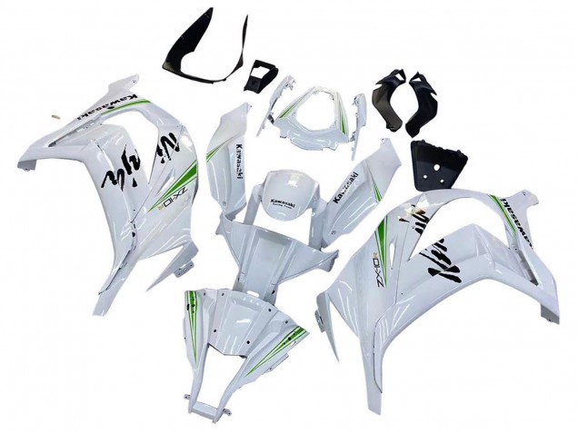 Carénages Moto Kawasaki ZX10R 2011-2015 - Blanc Vert Bande Noir Ninja