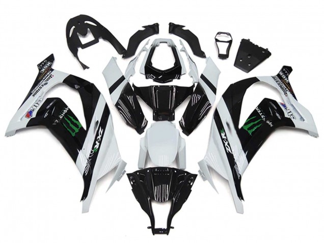 Carénages Moto Kawasaki ZX10R 2011-2015 - Blanc Noir Brillant Vert Monstre