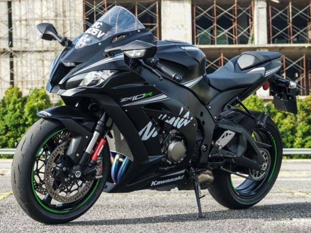 Carénages Moto Kawasaki ZX10R 2011-2015 - Noir Mat Blanc Vert Neige Décalque