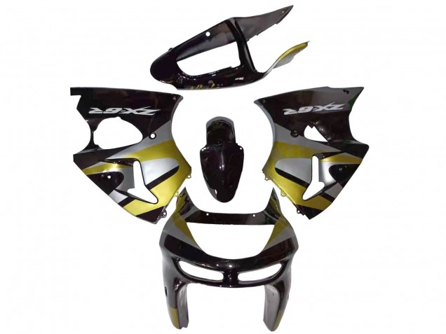 Carénages Moto Kawasaki ZX6R 1998-1999 - Noir Brillant Argent Jaune