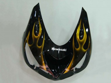 Carénages Moto Kawasaki ZX14R ZZR1400 2006-2011 - Noir Brillant Or Flamme Abordables