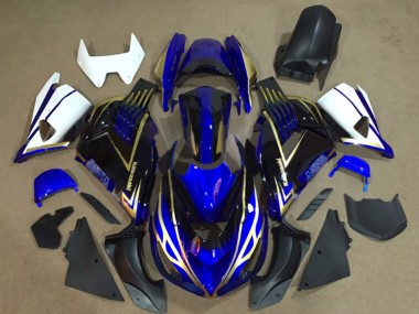 Carénages Moto Kawasaki ZX14R ZZR1400 2006-2011 - Blanc Bleu Or Abordables