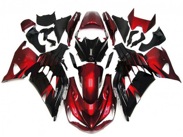 Carénages Moto Kawasaki ZX14R ZZR1400 2012-2024 - Rouge Noir Brillant