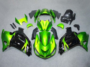 Kits Carénages Moto Kawasaki ZX14R ZZR1400 2006-2011 - Vert Noir Brillant Abordables