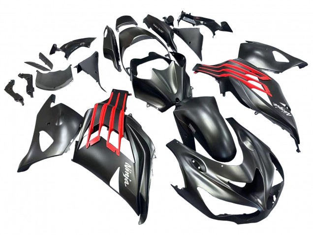 Carénages Moto Kawasaki ZX14R ZZR1400 2012-2024 - Noir Mat Rouge Blanc Ninja