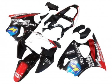 Carénages Moto Kawasaki ZX6R 2000-2002 - Noir Brillant Rouge Bleu Rouge PlayStation 2 Abordables