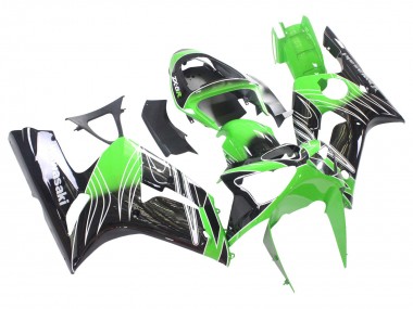 Carénages Moto Kawasaki ZX6R 2003-2004 - Vert Blanc Noir Abordables