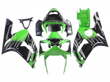 Carénages Moto Kawasaki ZX6R 2003-2004 - Vert Blanc Noir Abordables