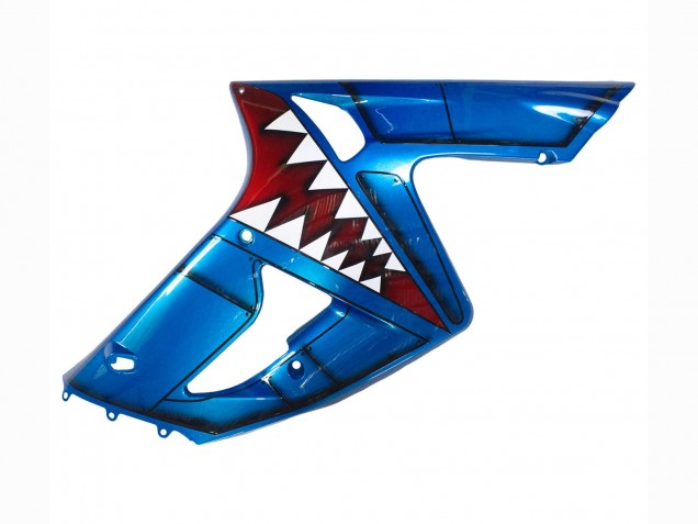 Carénages Moto Kawasaki ZX6R 2003-2004 - Bleu Blanc Rouge Requin