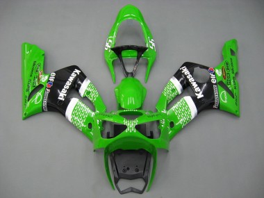 Carénages Moto Kawasaki ZX6R 2003-2004 - Vert Blanc Noir Elf Bridgestone Abordables