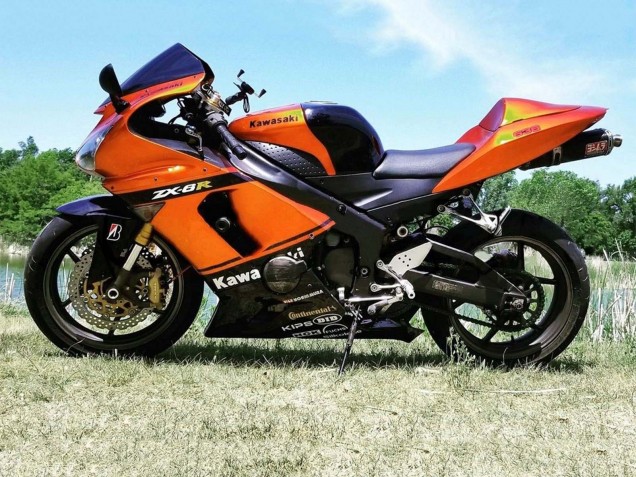 Carénage Moto Kawasaki ZX6R 2005-2006 - Orange Noir