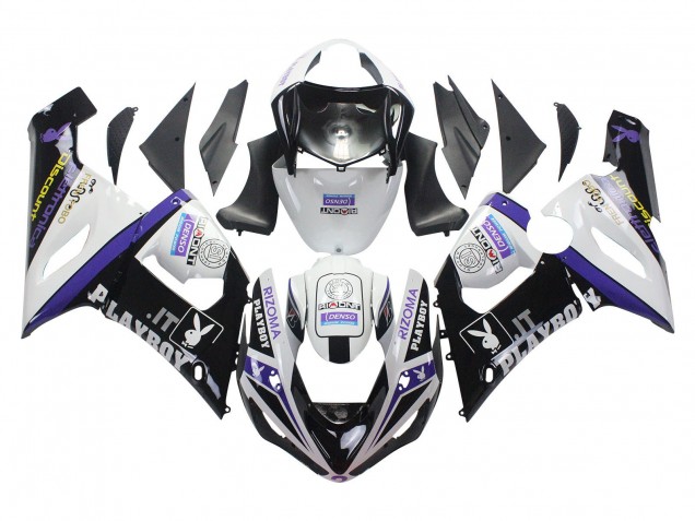 Carénages Moto Kawasaki ZX6R 2005-2006 - Blanc Violet Noir Rizoma Playboy DENSO